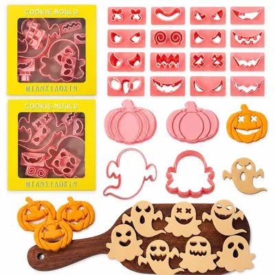 Halloween-Ausstechform-Set, 20-tlg., Geister & Kürbisse, BPA-frei
