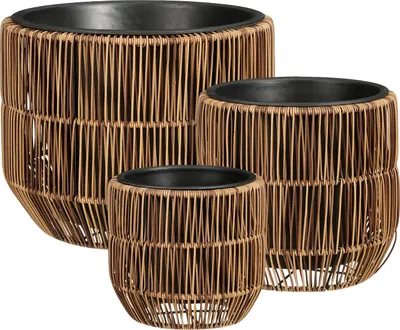 Zdjęcie produktu dla Doniczki Mica Decorations Peta – zestaw 3 sztuk – doniczki do kwiatów i roślin ogrodowych – do użytku na zewnątrz – ciemnobrązowe