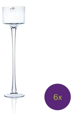 Produktbild von 6er Set Kerzenhalter, Teelichthalter auf Fuß Glas H. 35cm D. 9cm Sandra Rich