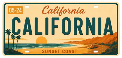 Produktbild von Blechschild 15x30cm - California The Golden State Retro USA Nummernschild