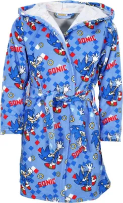 Produktbild von Sonic the Hedgehog Kinder Fleece Bademantel mit Kapuze – Blau / 98/104