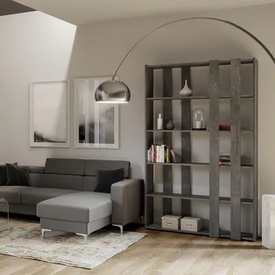 Immagine prodotto di Libreria Moderna 5 Ripiani 120x36x204 cm in nobilitato Cemento