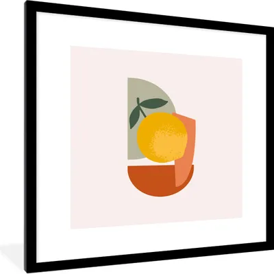 Produktbild von MuchoWow® Gerahmtes Poster Zitrone - Grün - Rot 40x40 cm - Poster mit Schwarzem Bilderrahmen Wandposter Rahmen Foto Bilder - Poster - Plakat im Rahmen