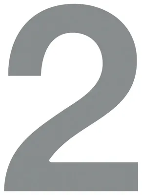 Produktbild von Moderne Hausnummer 2 aus pulverbeschichtetem Edelstahl, Grau, 8.5 cm Breite x 12 cm Höhe