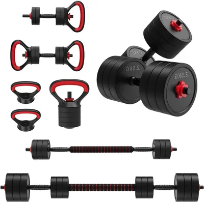 Immagine prodotto di Set di manubri regolabili - Attrezzo per il fitness - Allenamento della forza - Sistema 4-in-1 - Fino a 30 kg - Nero