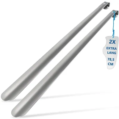 Produktbild von XXL Schuhlöffel 2er SET 78,5 cm Schuhanzieher extra lang und stabil aus Edelstahl Metall
