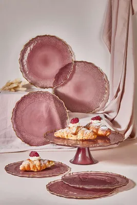 Image de Hermia Concept, Goblen - Damson, set d'assiettes à dessert (7 pièces), prune, verre, 21 x 21 cm