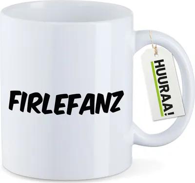 Produktbild von Huuraa Kaffeetasse Firlefanz Schriftzug 330ml Weiß Keramik Kaffeebecher Geschenkidee
