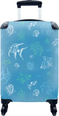 Produktbild von MuchoWow® MuchoWow® Koffer Handgepäck Trolley Rollkoffer Kleine Reisekoffer mit 4 Rollen - Fisch - Pastell - Meer - Cabin Size < 55x40x23 cm & 55x40x20 cm - Fotokoffer - Kabinenkoffer - Boardgepäck -
