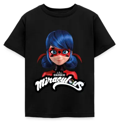 Produktbild von Spreadshirt Miraculous Ladybug Mit Logo Kinder T-Shirt, 110/116 (5-6 Jahre), Schwarz