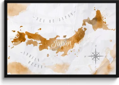 Produktbild von MuchoWow® MuchoWow® Gerahmtes Poster Farbe - Japan - Weltkarte 90x60 cm - Poster mit zchwarzem Bilderrahmen - Fotorahmen - Foto-Plakat