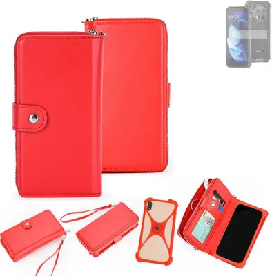 Produktbild von K-S-Trade 2in1 Schutzhülle Portemonnee Handyhülle mit Bumper kompatibel mit Oukitel WP28 Hülle Case Etui Geldbörse Smartphone rot (1x)