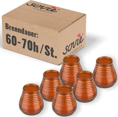 Produktbild von Glaswindlicht Flairlight in Braun, Brenndauer ca. 60-70 Std., Kerze im Glas -  6 Stück