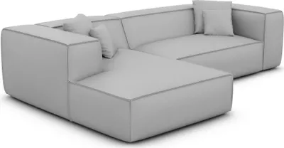 Produktbild von Echtleder L-Form Sofa Arelia Hellgrau Links