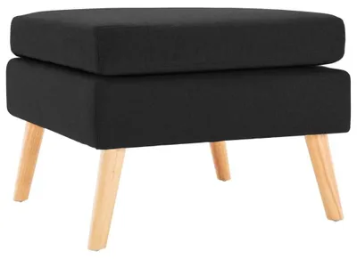 Immagine prodotto di Pouf imbottito nero con gambe in legno