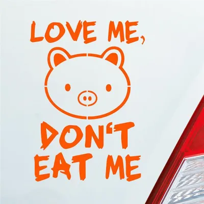 Produktbild von Auto Aufkleber Love me Schwein Tier Vegetarier Vegan 12x8,5 cm Orange Sticker Heckscheibenaufkleber