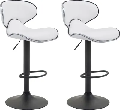 Produktbild von CLP 2er Set Barhocker Las Vegas V2 Kunstleder mit Fußstütze weiß Gestell Farbe schwarz