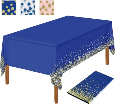 Produktbild von NEBURORA Dunkelblaue Goldene Party-Tischdecke 137 x 274 cm rechteckige Einweg Tischdecke