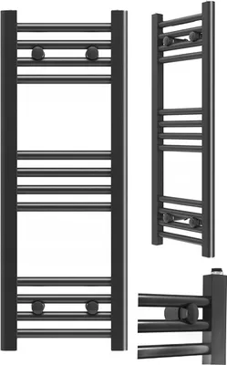 Obrázek produktu pro Granitan | Koupelnový radiátor Breno - 30x80 cm - černý - moderní design - ohřívač ručníků