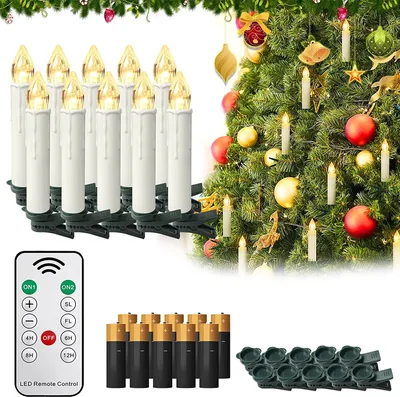 Image de YARDIN Bougies LED à piles avec télécommande, 40 bougies de Noël LED sans fil Blanc chaud Lumières de sapin de Noël Bougies de Noël avec minuterie pour décoration de Noël