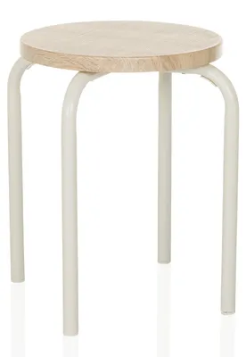 Produktbild von hjh LIVING Hocker mit Metallbeinen und Holz Sitzfläche ALRANDA Stapelbarer Sitzh