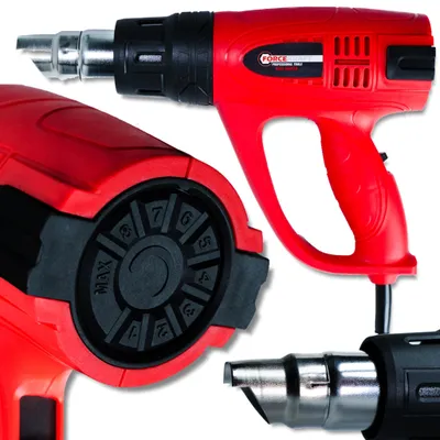 Imagen del producto de Pistola de aire caliente eléctrica, con 3 niveles de velocidad, 4 boquillas, 600 °C, 2000 W, para madera y pintura, marca Forcekraft