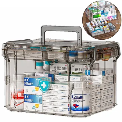 Produktbild von Medizinbox, Arzneimittel Box,Hausapotheke mit 2 compartments, medizin aufbewahrung, medikamenten organizer für arzneimittel, für zu Hause, im Freien