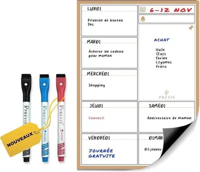 Image de Planning hebdomadaire lavable - magnétique - format A3