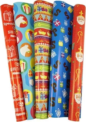 Produktbild von Sinterklaas-Geschenkpapier – 5 Stück 300 x 70 cm.