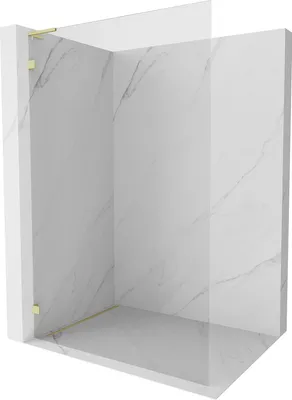 Produktbild von Mexen Lunar L Duschwand Walk-in links 110 x 200 cm, transparent 8 mm, gold gebürstet - 830L-110-000-55-00-L
