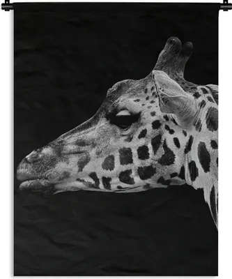 Produktbild von MuchoWow® Wandteppich Wandbehang Tiere - Giraffe - Schwarz - Weiß 120x160 cm Tapisserie Dekoration Wandtuch - Wohnzimmer - Moderne