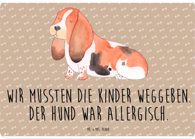Produktbild von Mr. & Mrs. Panda Wandbild Hund Basset Hound DIN A4 - Hundeglück - Geschenk, tafel, Schild, Türschild, Metallbild, Sprüche, Lustig, Retro Blechschild