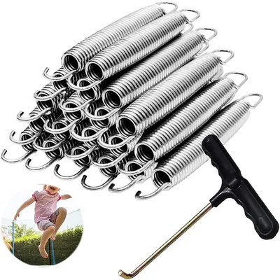 Produktbild von 25 Stück Trampolinfedern 140 mm + mit T-Haken, Ersatzfedern, für 240, 244, 305, 366 bis 427 cm