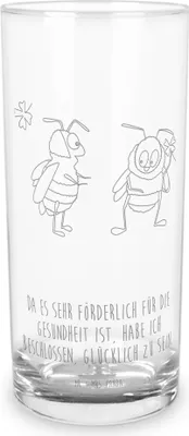 Produktbild von Mr. & Mrs. Panda Wasserglas Hummeln Kleeblatt 400 ml - Transparent - Geschenk, Trinkglas, Tumbler, Biene Deko, Lustige Sprüche, Cocktailglas, glücklich sein, Hummel, Glas