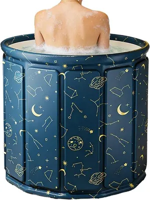 Produktbild von Famanu Tragbare Badewanne - Aufblasbar, Leichtgewicht PVC - 70 x 65 cm - Blau