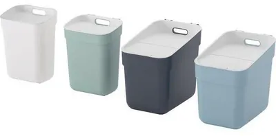 Image de Poubelles READY TO COLLECT CURVER, Lot de 4, 2 x 10 L, 2 x 20 L, Blanc, Vert, Bleu, Gris