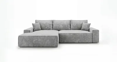 Image de Canapé d’angle VERONA gauche gris velours côtelé Poso 55 - fonction couchage, coffre de rangement pour la literie