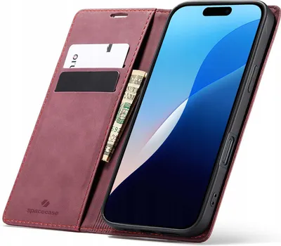 Immagine prodotto di SPACECASE Custodia flip a portafoglio per iPhone 16 Rosso
