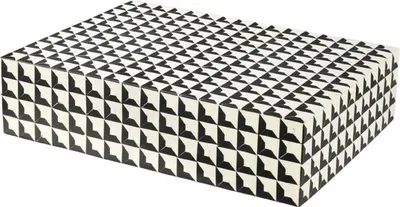 Produktbild von Casa Padrino Designer Schmuckkasten mit Deckel Schwarz / Weiß 40 x 30 x H. 10 cm - Schmuckschatulle - Aufbewahrungsbox - Luxus Qualität