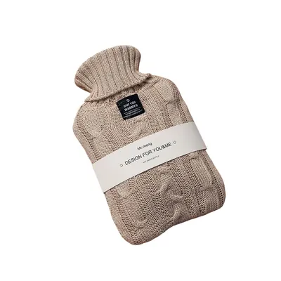 Produktbild von Wärmflasche mit weichem Strickbezug Auslaufsichere Wärmeflasche Bettflasche zur Schmerzlinderung aus Naturkautschuk für Kinder 1000ml Khaki