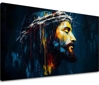 Obrázek produktu pro Pokojný Ježíš – obraz na plátně do ložnice 150x100 cm, ručně dotažený, zlaté plátky | Papilora