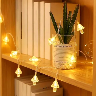 Pilz-LED-Lichterkette, 20 LEDs, 3,25 m, warmweiß, batteriebetrieben
