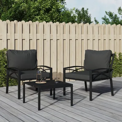 Produktbild von "im Angebot" Gartenstühle mit Grauen Kissen 2 Stk. 68x76x79 cm Stahl - Stapelsessel CC16689