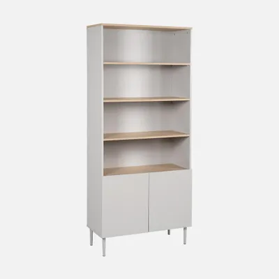Produktbild von sweeek - Regal, Bücherregal Metall und Holzdekor mit 6 Ebenen B 80 cm - Beige