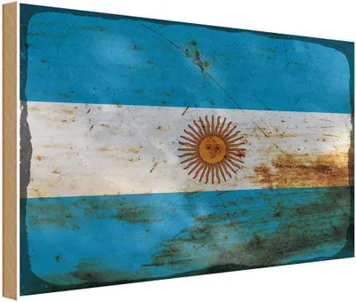 Produktbild von vianmo Holzschild 20x30 cm Argentinien Argentina Rost Flagge Fahne Wappen