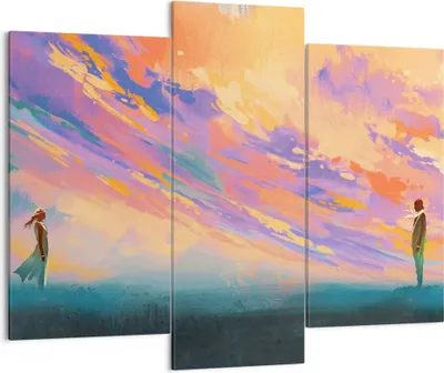 Produktbild von Bild auf Leinwand - Leinwandbild - Menschen Wiese Natur - 130x100cm - Wand Bild - Wanddeko - Leinwanddruck - Bilder - Kunstdruck - Wanddekoration - Leinwand bilder - Wandkunst - CB130x100-3845