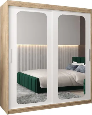Produktbild von MEBLE KRYSPOL Promo 3180 Schlafzimmerschrank zwei Schiebetüren - Sonoma + Mattweiß