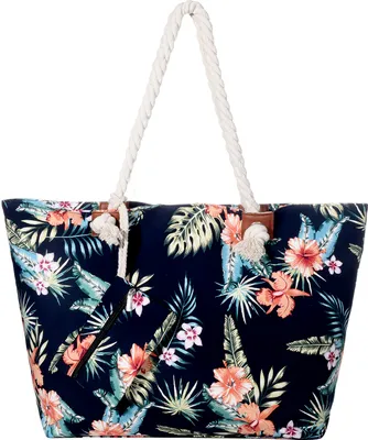 Produktbild von Große Strandtasche wasserabweisend mit Reißverschluss - Hawaiian Flower