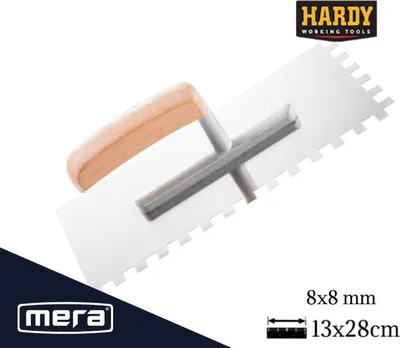 Produktbild von Edelstahlkelle, gezahnt, 8x8mm, 13 x 28 cm, Hardy