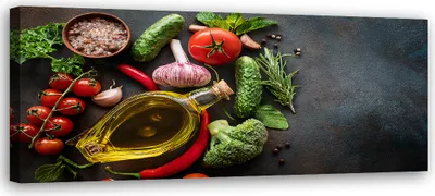 Produktbild von Leinwandbild Gemüse Gewürze Lebensmittel für die Küche 90x30 Feeby Bunt bild für die wand bereit zum aufhängen